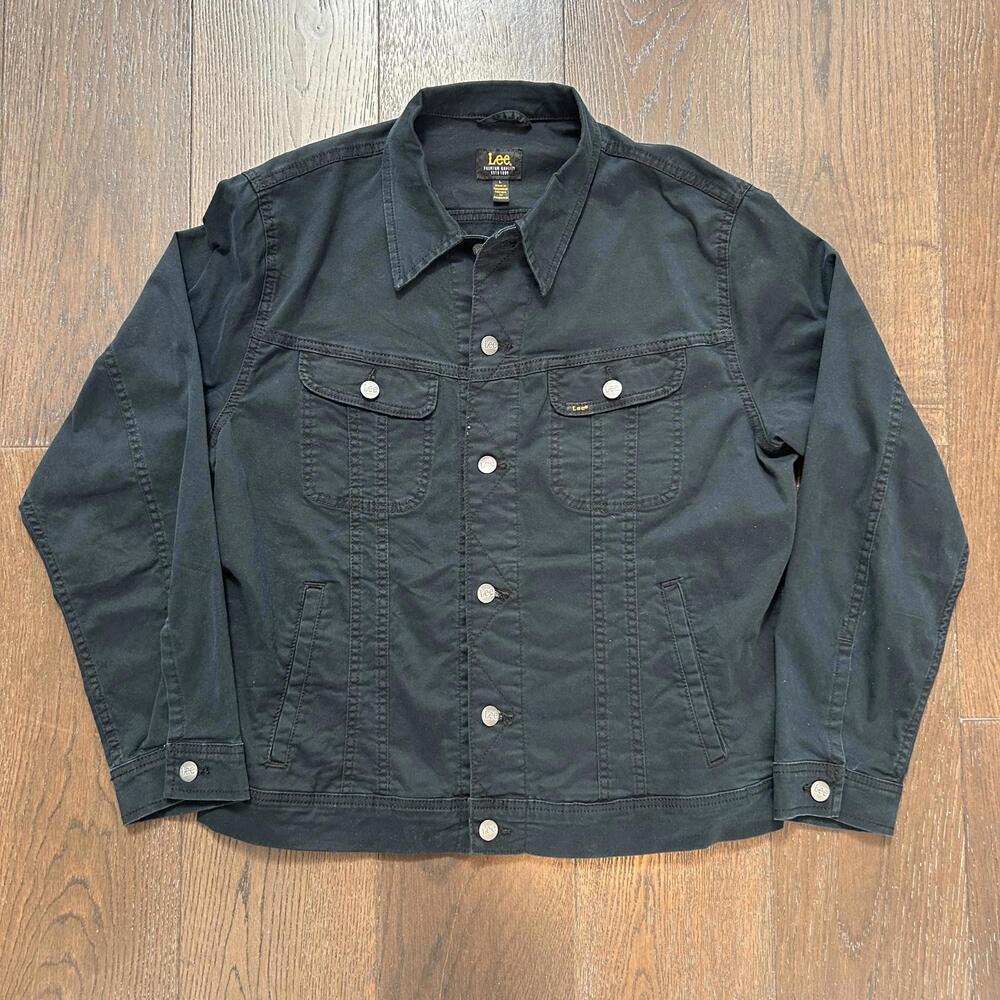 Lee Black Denim Jacket Men's Large Cotton